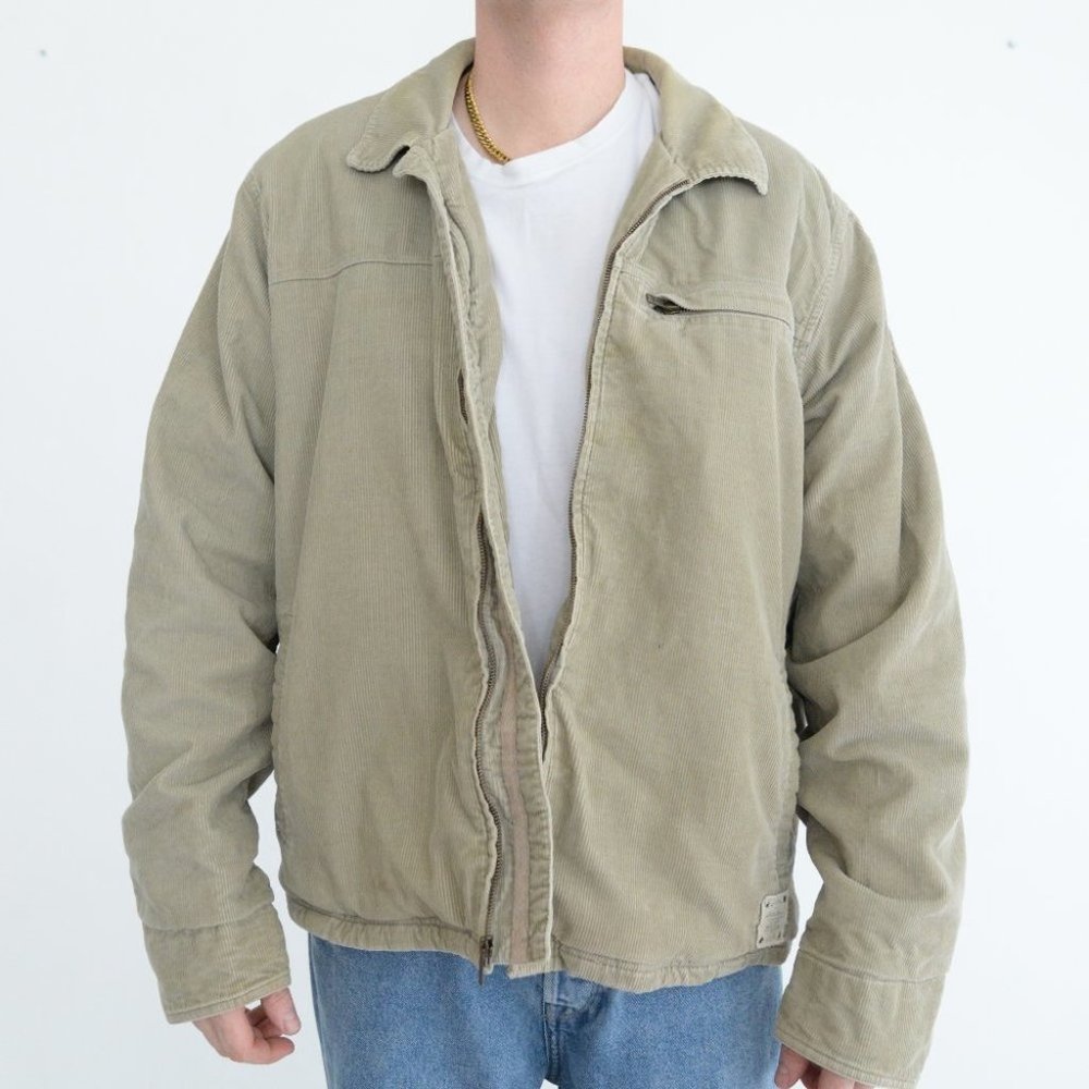 🤎Vintage 90's Eddie Bauer Outdoor Outfitter Tan Corduroy w/ Grey Fleece Coat🤎